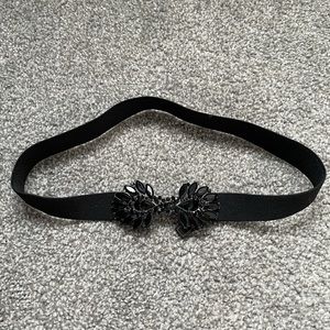 BCBG Black Crystal Accent Waist Belt